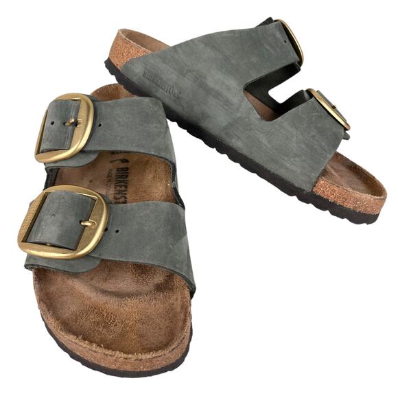 Birkenstock Arizona Big Buckle Sandals 41 Nubuck Leather Thyme L10 M8 - Picture 1 of 12